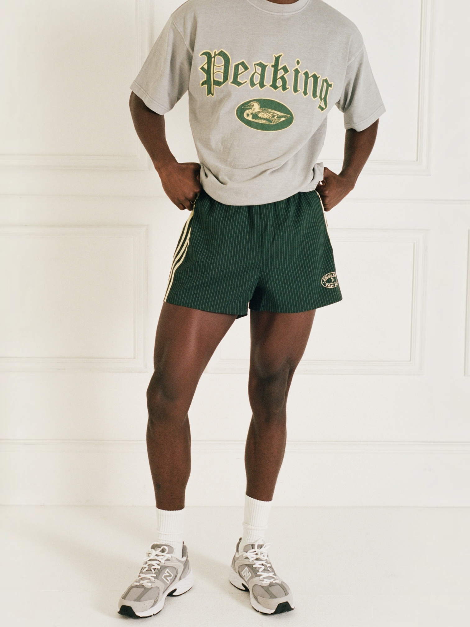 Varsity Pinstripe shorts (Green and baby yellow)