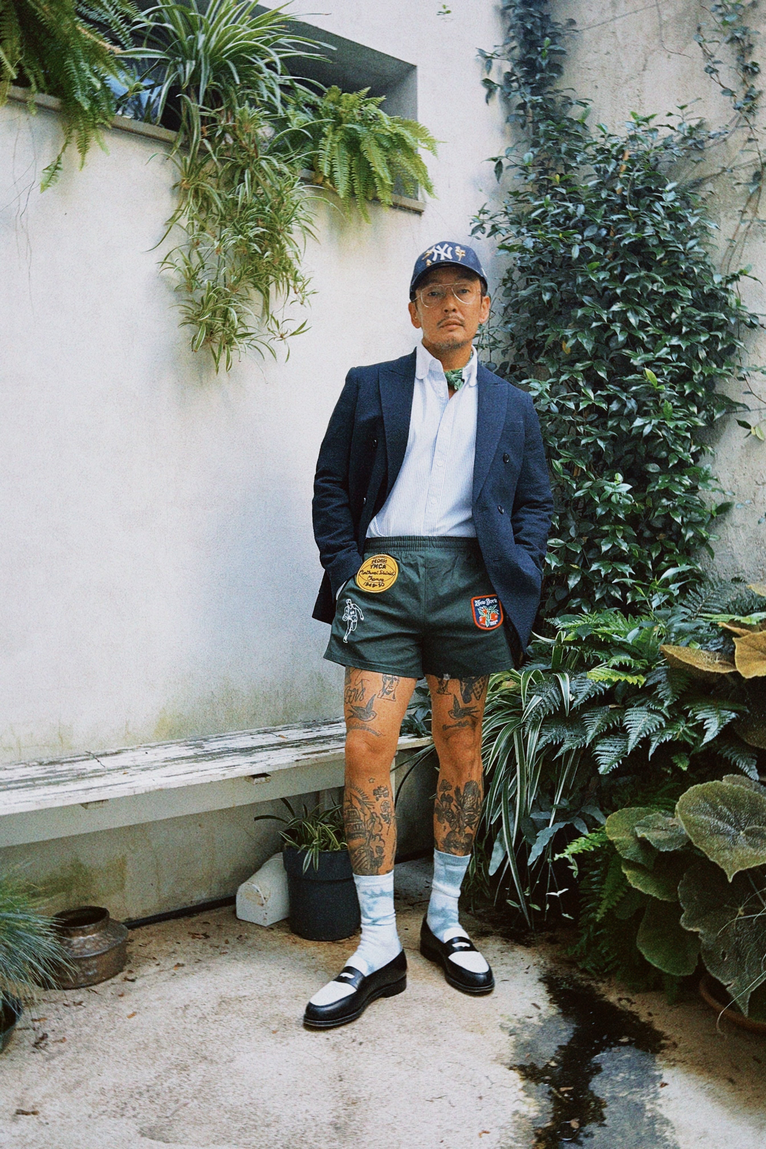 Vintage Patch Basketball shorts (forest green)