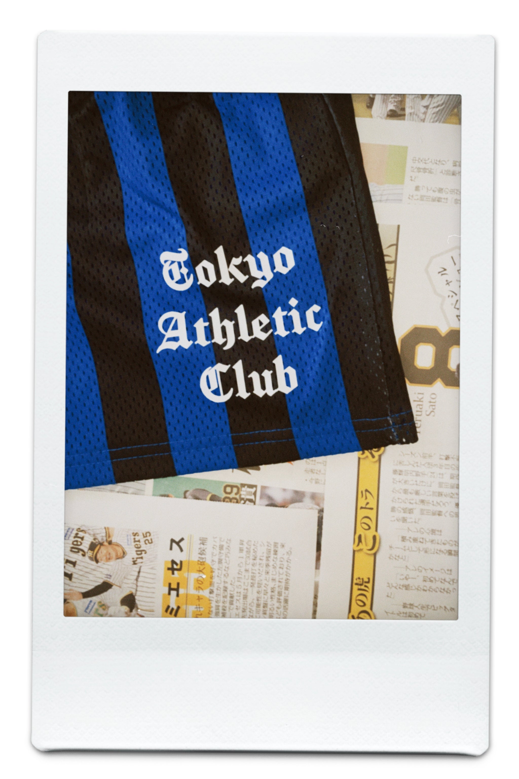 Broad stripe mesh shorts (Black & Blue)