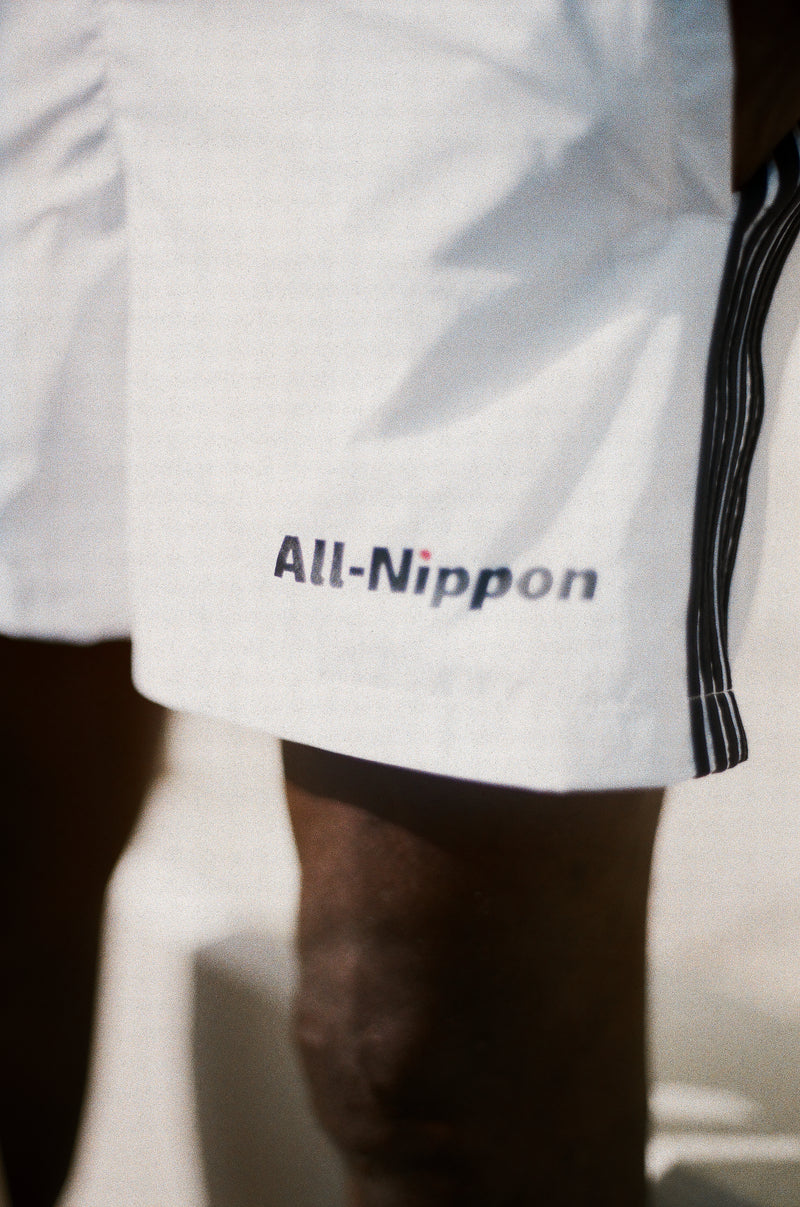 All-Nippon Nylon Jogging Shorts (White & Black)