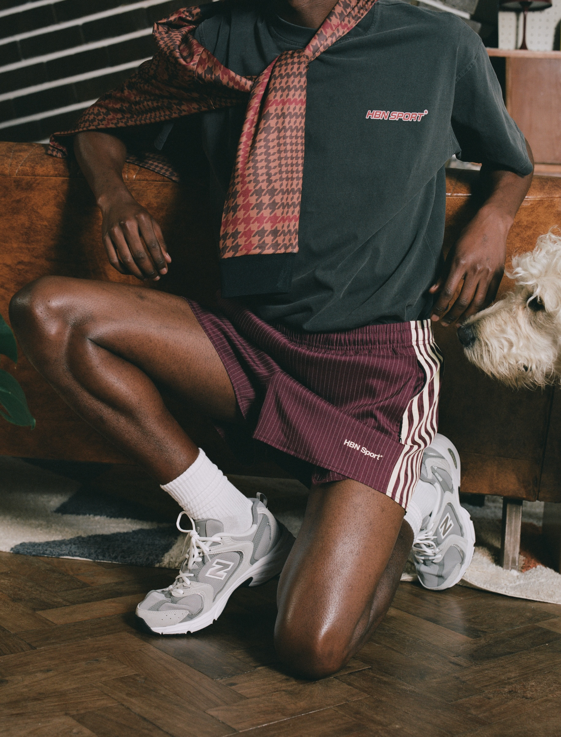 Cambridge pinstripe shorts (burgundy & baby yellow)