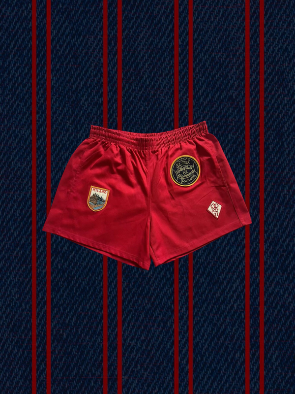 Vintage patch volleyball shorts (red)