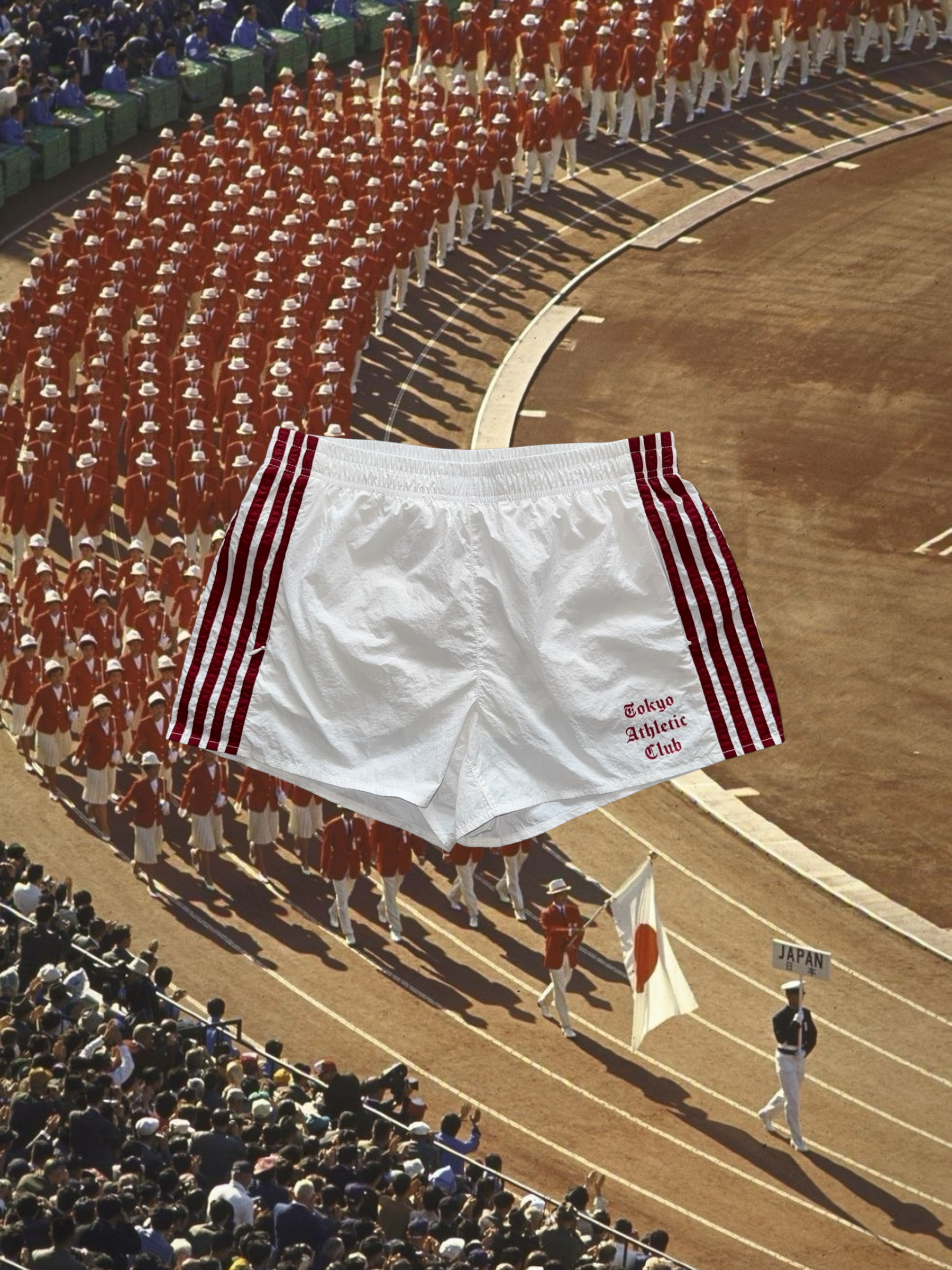 Tokyo Athletic Club Nylon Relay Shorts(white & Red)
