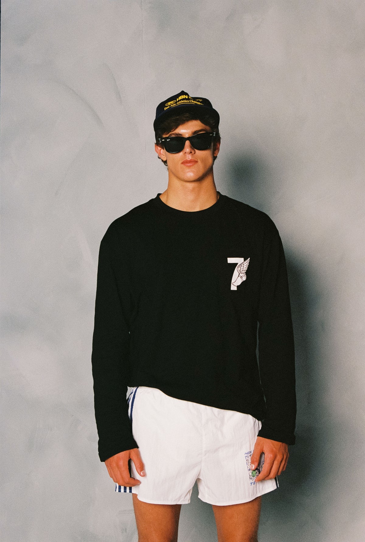 Winged foot slub cotton long by sleeve tee (black)