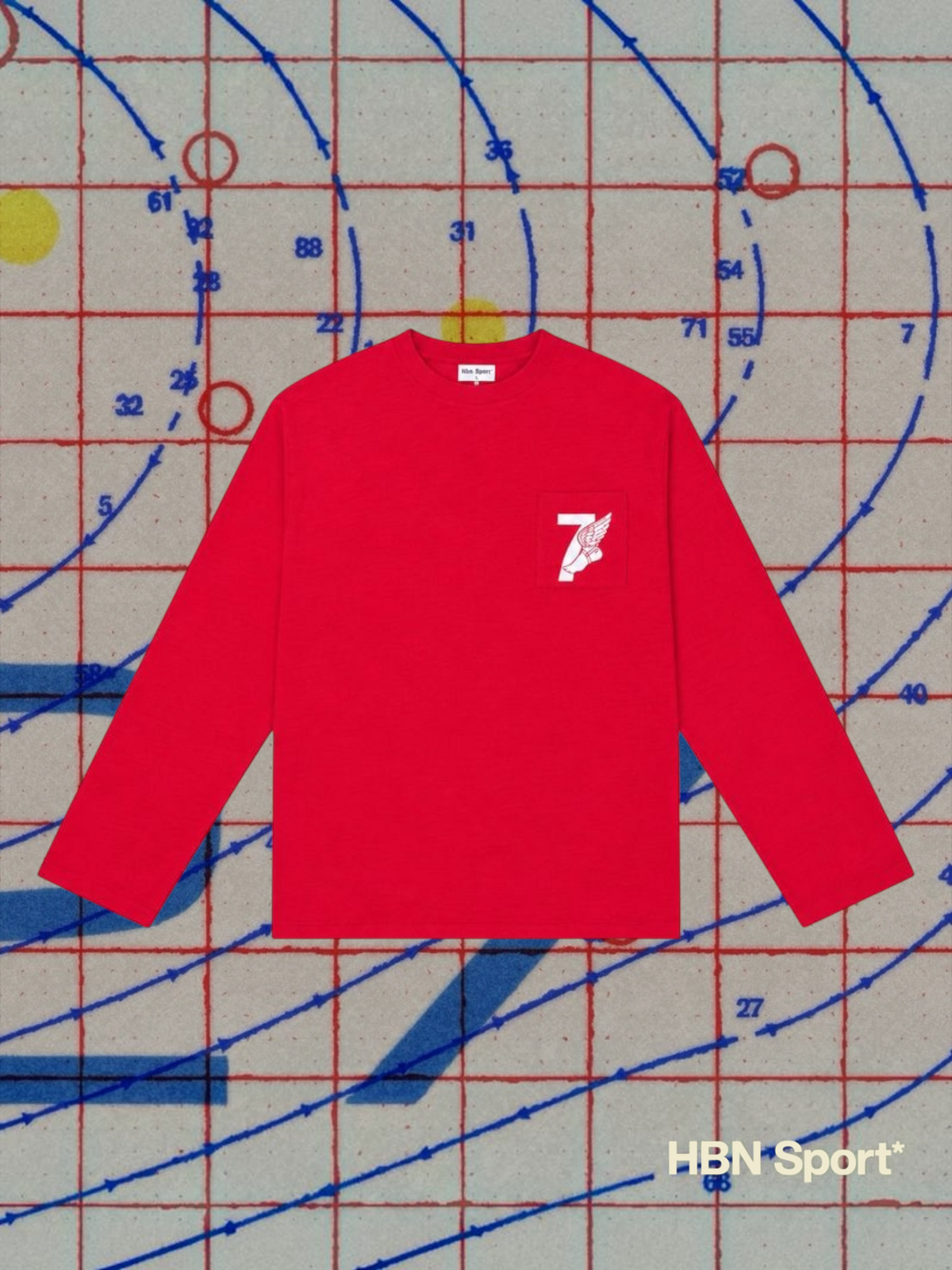 Winged foot slub cotton long sleeve tee (red)