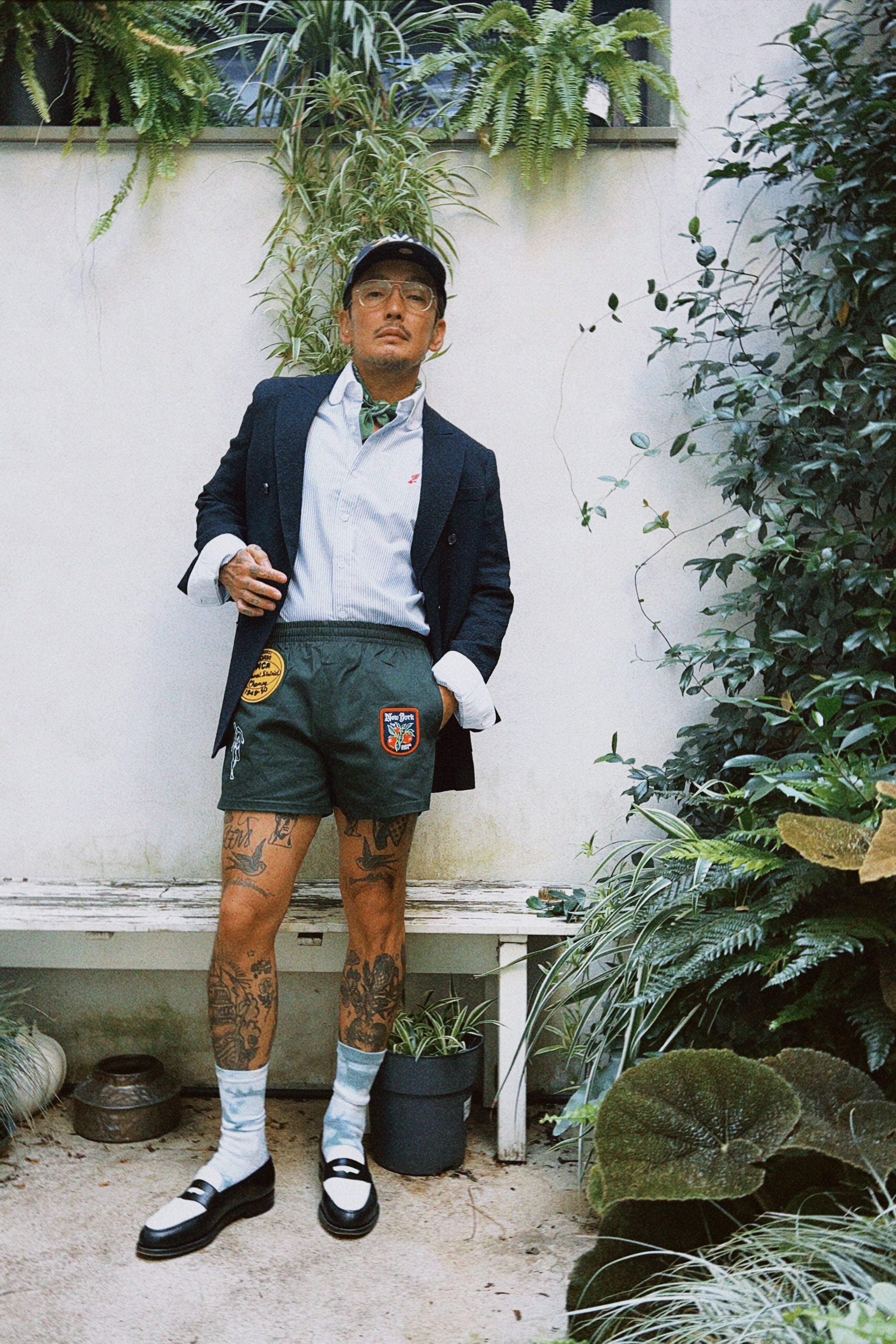 Vintage Patch Basketball shorts (forest green)