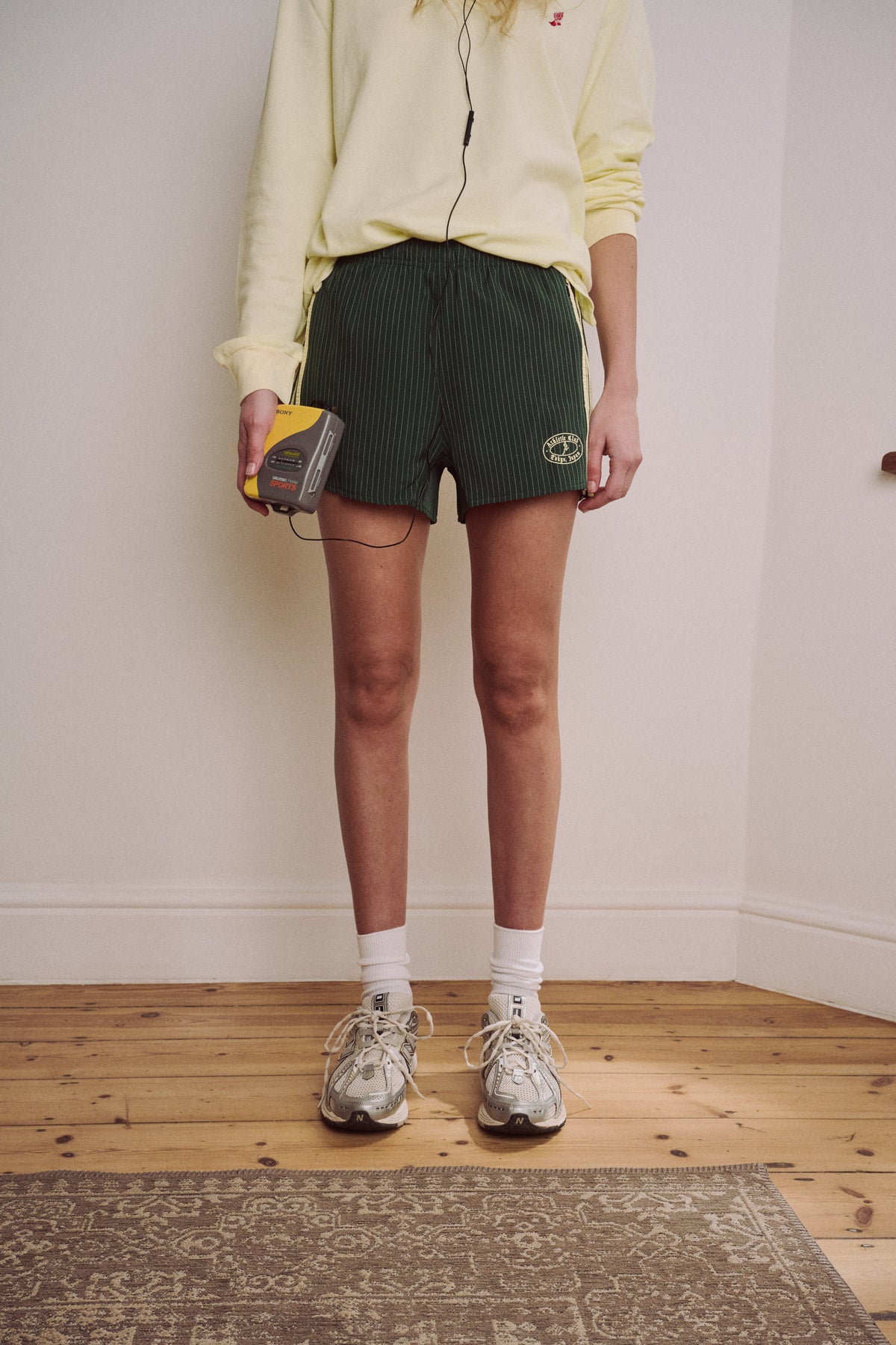 Varsity Pinstripe shorts (Green and baby yellow)