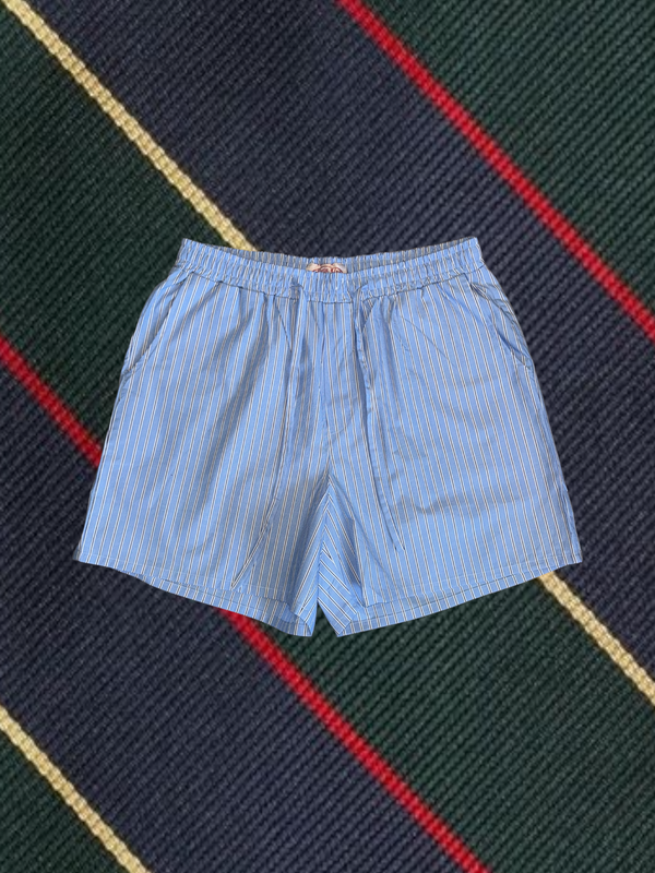 Blue stripe poplin shorts