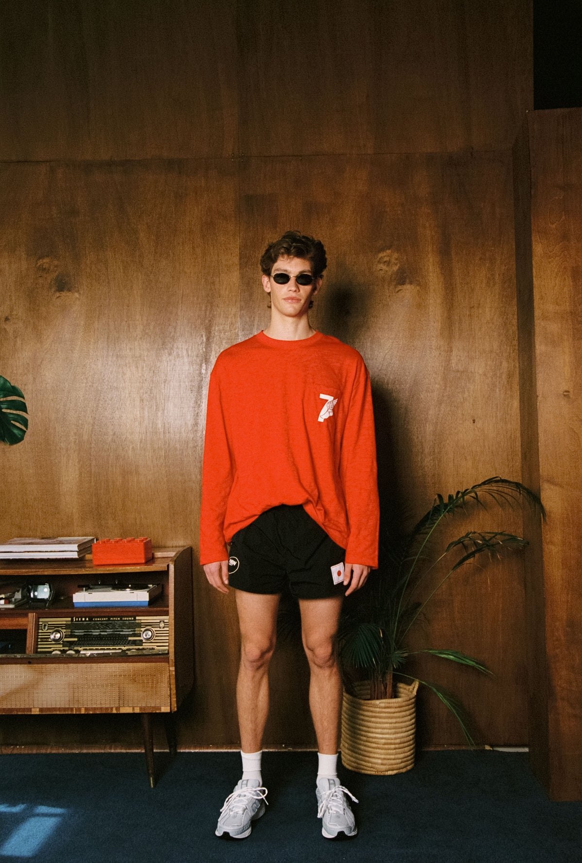 Winged foot slub cotton long sleeve tee (red)