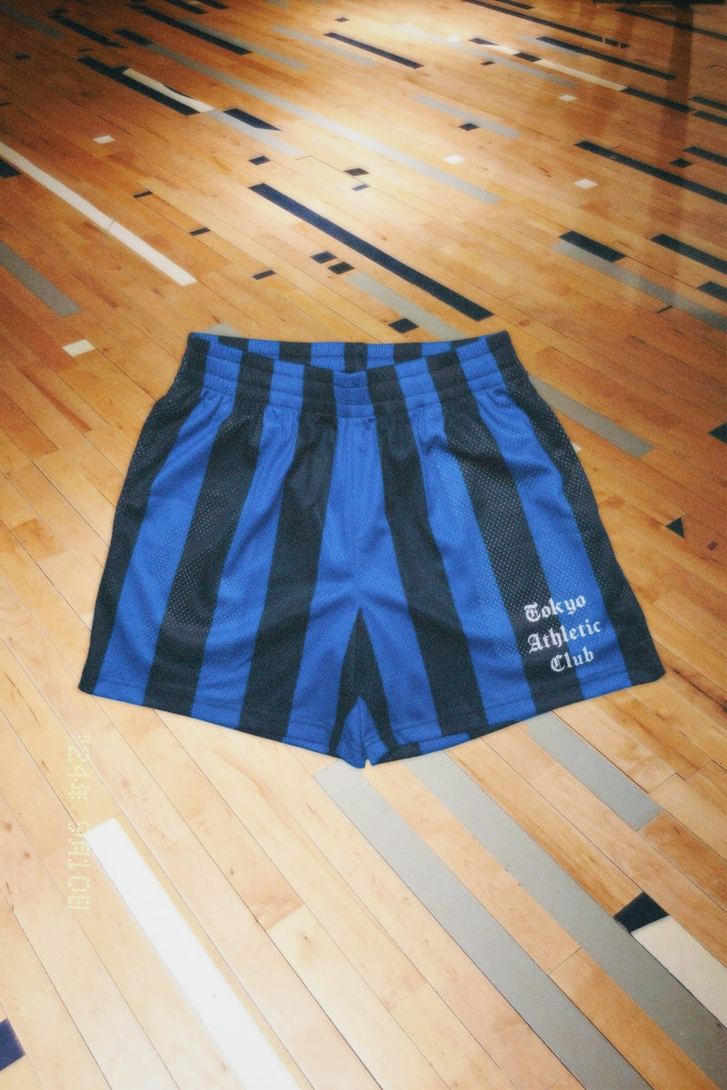 Broad stripe mesh shorts (Black & Blue)