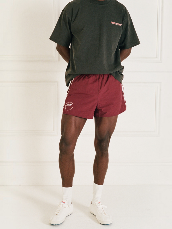 *PRE ORDER* HBN Sport* Nylon Gym Shorts (Maroon & White)